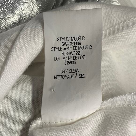 HELMUT LANG S White Silver Distressed Graphic Cotton Blend Crew Neck T-shirt - Picture 7 of 7